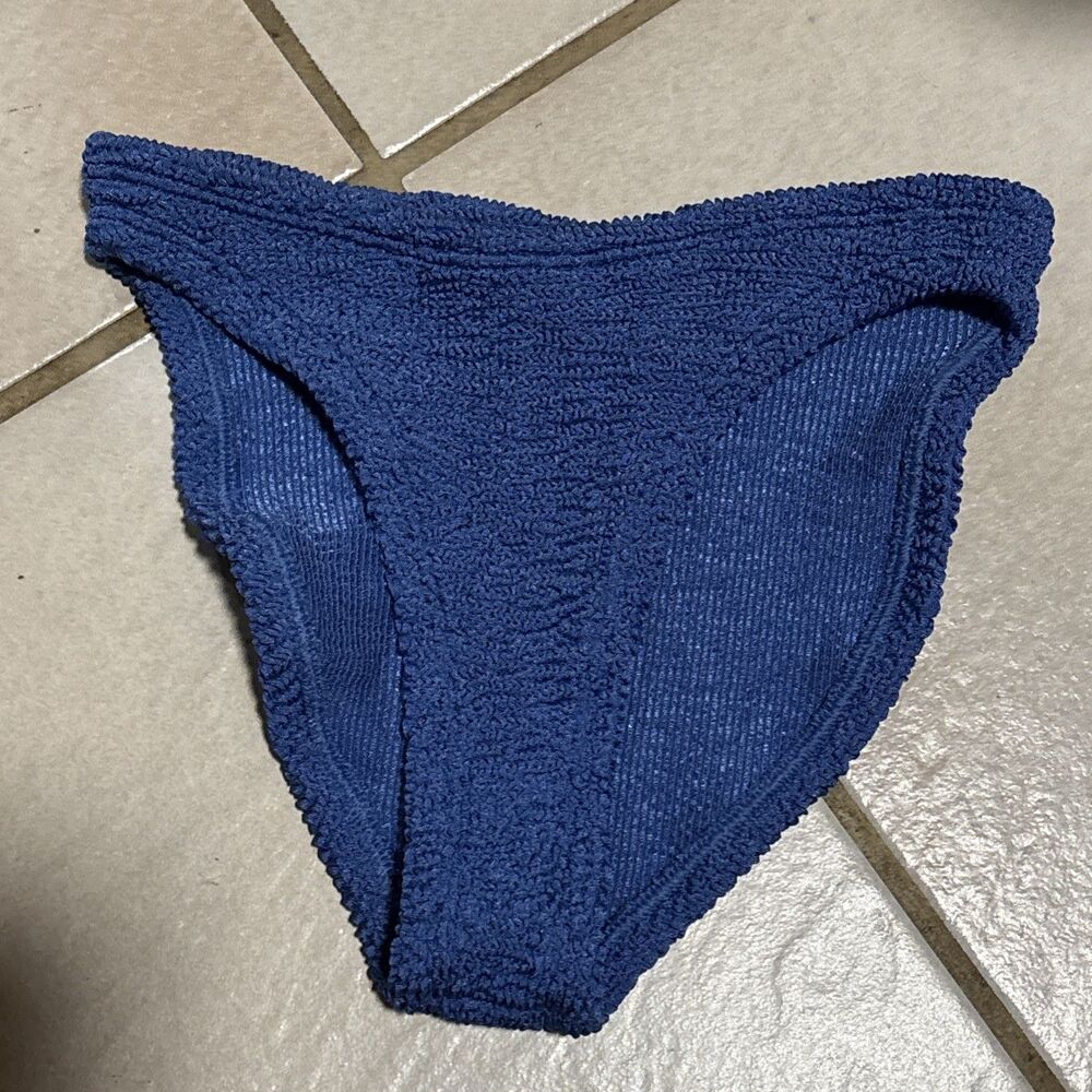 Hunza G Navy Blue Textured Bikini Bottom